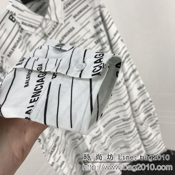 Balenciag@19ss秋冬新款襯衣 全身印花logo 定制絲光混紡面料 高版本情侶款 ydi2363